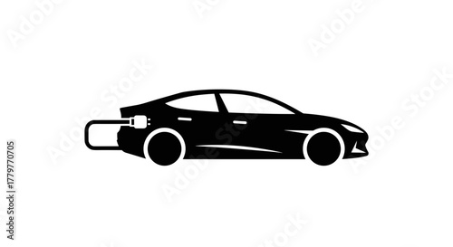 Electric Car Charging Icon Black and White.
