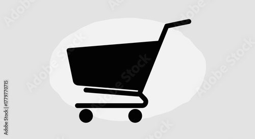 Shopping Cart Icon Black Silhouette on White Oval Background.