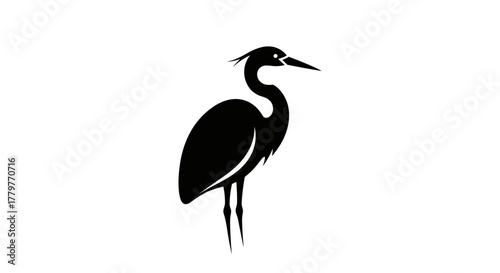 Elegant Heron Silhouette A Study in Minimalist Design.