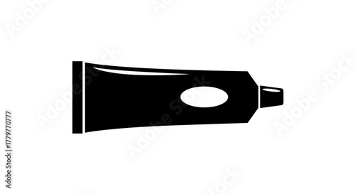Black silhouette of a tube with a label.