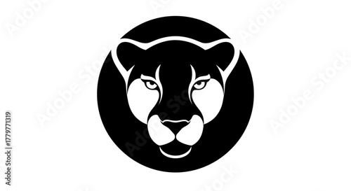 Stylized panther head logo in a black circle.