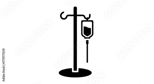 Black and White IV Drip Illustration.