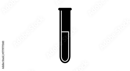 Black and White Test Tube with Liquid.