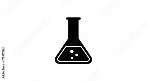 Simple black silhouette icon of a laboratory flask.