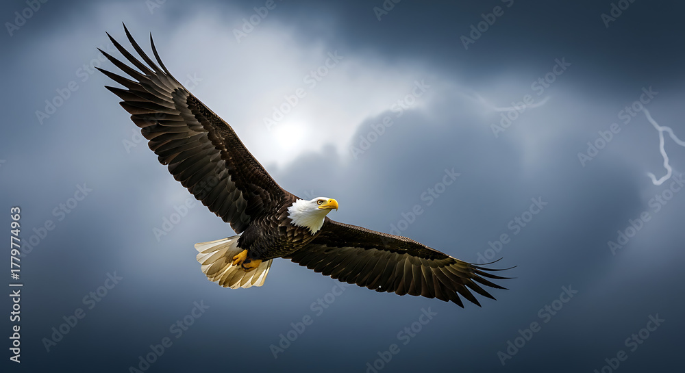 Obraz premium Stormy Skies – Eagle in Flight