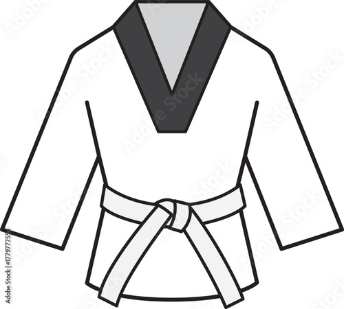 Taekwondo Uniform with White belt icon.