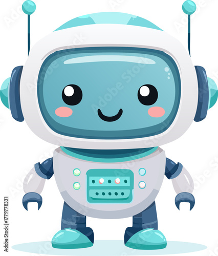 Cute cartoon robot illustration vector ai technology robotics automation design asset