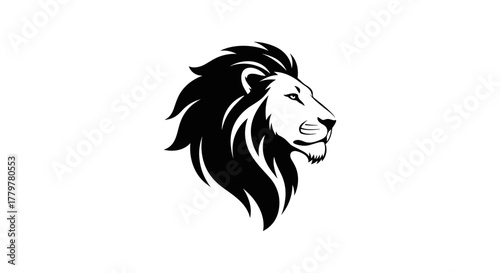 Majestic Lion Head Silhouette Emblem.