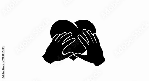 Hands Protecting Heart Symbol of Care and Support.