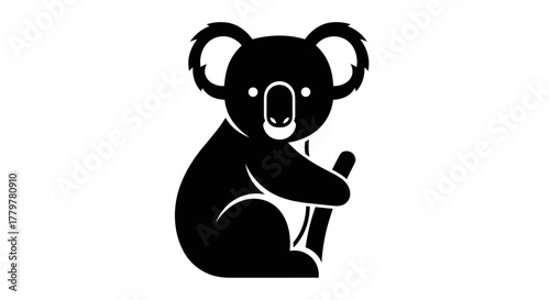 Simple black koala bear silhouette icon design.