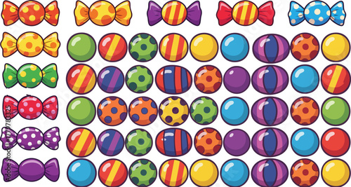 Colorful candy assortment for sweet treats and desserts