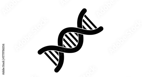 Black DNA double helix strand icon isolated on white background.