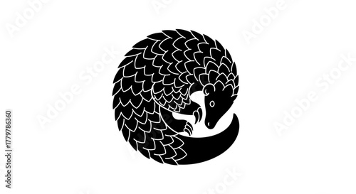 Pangolin Curled Up in a Ball Illustration.