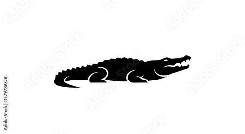 Silhouette of a Crocodile with Open Mouth.
