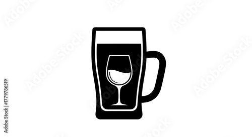 Beer Mug With Wine Glass Inside Icon.