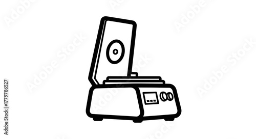 Simple Line Art Icon of a Laboratory Hot Plate with Stirrer.