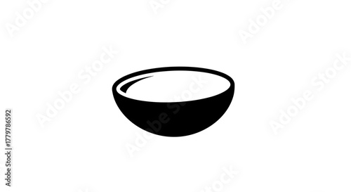 Simple Black and White Bowl Icon on a Clean Background.