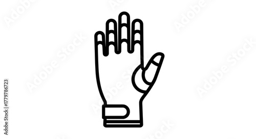 Outline of a prosthetic hand a symbol of technology and innovation.