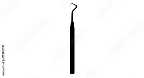 Dental probe tool silhouette icon isolated on white background.