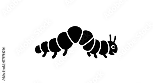 Caterpillar Silhouette A Detailed Black and White Illustration.