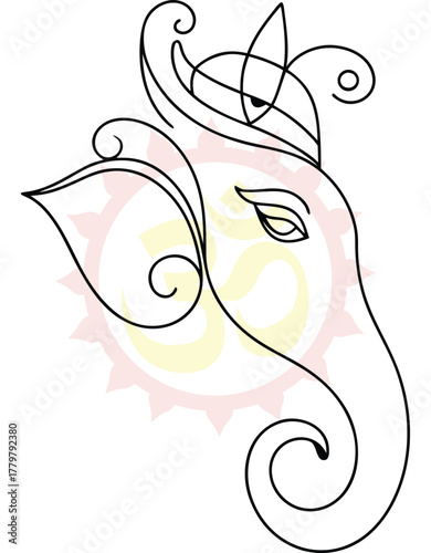 Elegant Ganesha Outline with Traditional Symbolism Spiritual Art and Minimalist Design Showcasing Hinduism and Meditation for Wall Art Prints and Cultural Appreciation