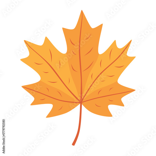 Yellow maple leaf flat illustration isolated vector