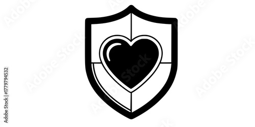 Cardiology Preventive Care Heart Shield Flat Vector Icon