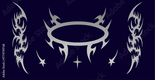 Neo tribal Y2k design set for long sleeve apparel 