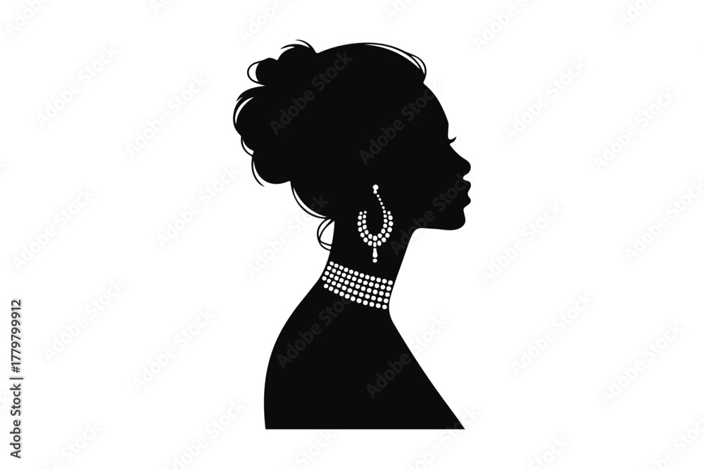 Φωτογραφία Elegant silhouette of a woman with updo and jewelry