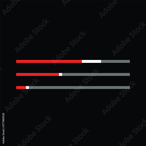 Set of minimalist loading bars progress indicators for website and app design vector illustration isolated on black background