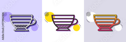 Cappuccino coffee icon. Halftone dotted pattern. Gradient icon with grain shadow. Hot drink sign. Beverage symbol. Line cappuccino icon. Various designs. Vector