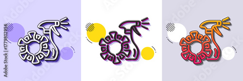 Coronavirus spray sanitizer line icon. Halftone dotted pattern. Gradient icon with grain shadow. Covid virus sign. Antiseptic symbol. Line coronavirus spray icon. Various designs. Vector