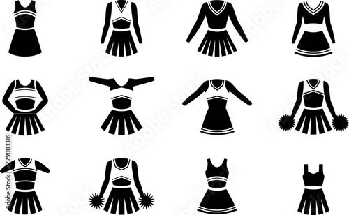 Cheerleading uniform vector set cheer team clothing template sport apparel