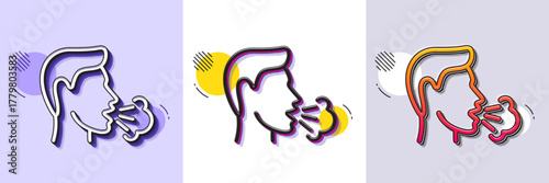 Cough line icon. Halftone dotted pattern. Gradient icon with grain shadow. Coronavirus symptom sign. Flu, sneeze or pneumonie symbol. Line cough icon. Various designs. Vector