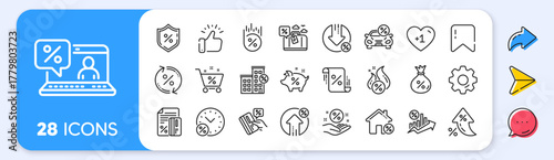 Loan line icons. Interest rate, AI generate, Inflation icons. Set of Investment, Interest rate and Percentage diagram linear icons. Vector
