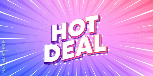 Hot deal sun rays gradient banner. Light burst background. Hot deal tag. Special offer price sign. Advertising discounts symbol. Gradient sun rays. Sunburst light. Vector