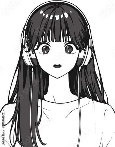 音楽を聴く若者のポートレート