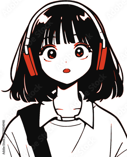 音楽を聴く若者のポートレート