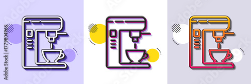 Coffee maker line icon. Halftone dotted pattern. Gradient icon with grain shadow. Vending machine sign. Make tea symbol. Line coffee maker icon. Various designs. Vector