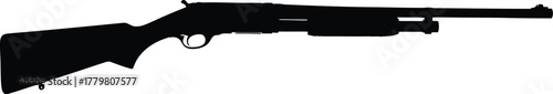 Vintage Shotgun Silhouette - Wooden Stock Metallic Barrel Vector