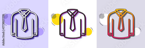 Shirt line icon. Halftone dotted pattern. Gradient icon with grain shadow. Male dress shirt sign. Business wear symbol. Line shirt icon. Various designs. Vector