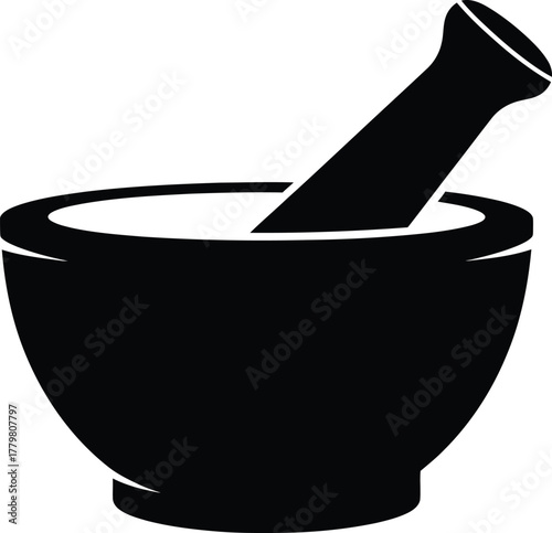 Simple Mortar and Pestle Icon for Grinding Herbs, Spices, and Medical Preparations