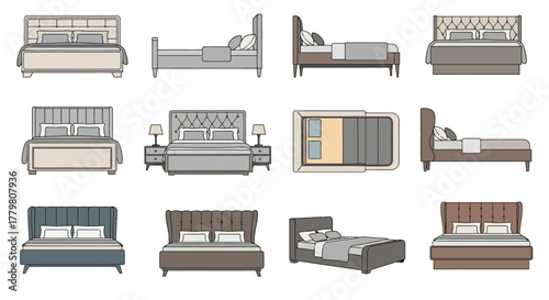 Vector Bed Design Multiple View Angles.