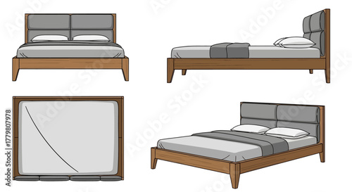 Vector Bed Design Multiple View Angles.
