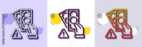 Bribe line icon. Halftone dotted pattern. Gradient icon with grain shadow. Money fraud crime sign. Cash scam symbol. Line bribe icon. Various designs. Vector