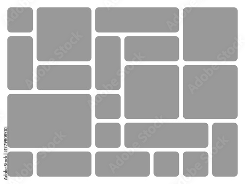 Collage template with rounded gray rectangles and white borders Keywords: collage, template, layout