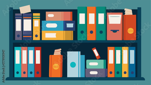 A bookshelf filled with binders and folders of important documents and meeting notes.