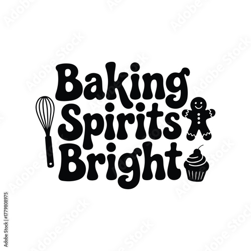 Festive baking themed lettering with whimsical shapes a delightful silhouette
