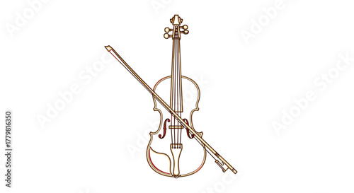 Explore stringed instrument violin with bow for orchestra music and classical performance art piece design