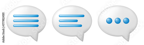 3d Speech bubble. Callout. Dialogue Clouds set. Vector clipart